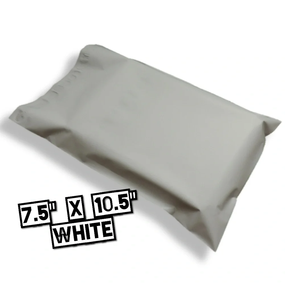 100 White Poly Mailers 7.5x10.5